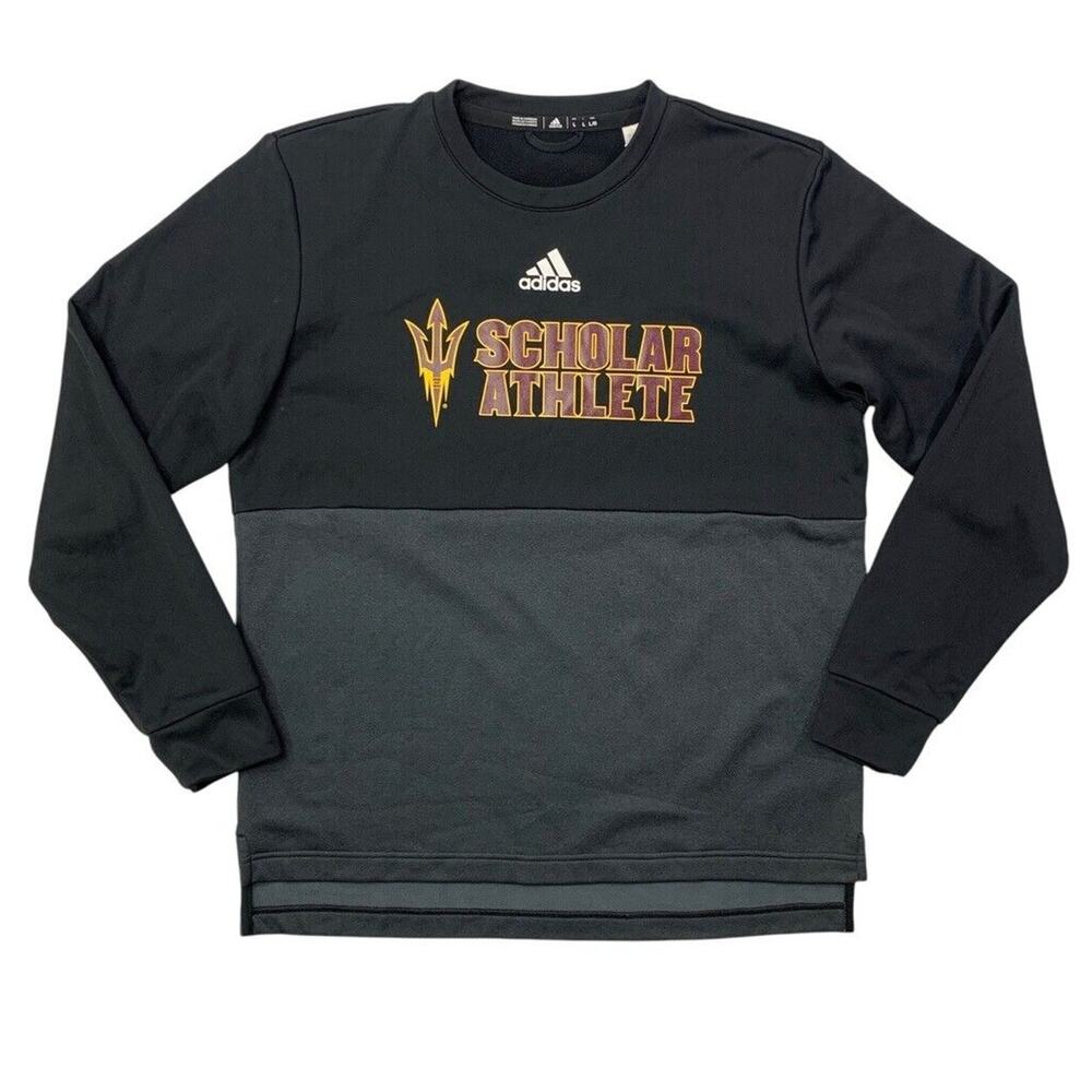 Adidas Sweatshirt Mens L Black Fleece Arizona State Sun Devils Scholar Athlete